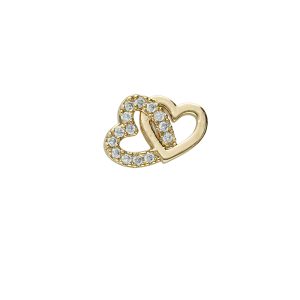 Dije de Corazones Enlazados Para Relicario de Chapa de Oro BO4702