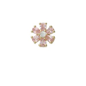 Dije de Flor Rosa Para Relicario de Chapa de Oro BO4704