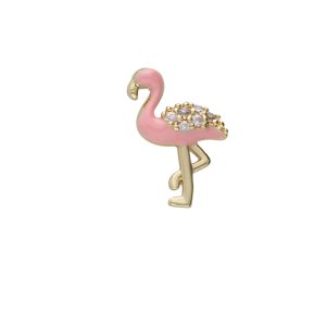 Dije de Flamingo Para Relicario de Chapa de Oro BO4740