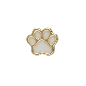 Dije de Huella de Perri Blanca Para Relicario de Chapa de Oro BO4744