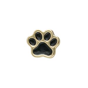 Dije de Huella de Perro Negra Para Relicario de Chapa de Oro BO4745